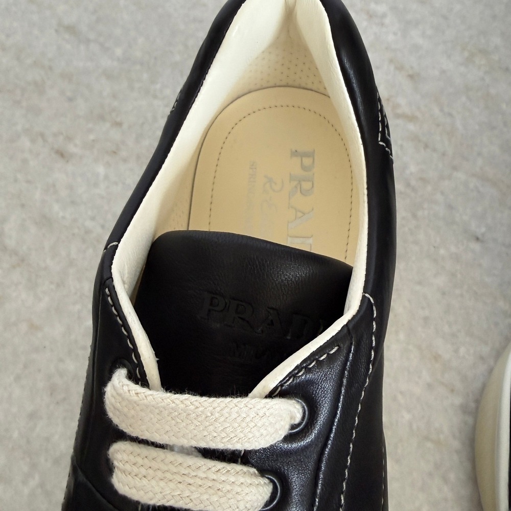 Prada re-edition Men's Black Nappa Leather Sneakers Shoes 2EE429, Size UK 11 - Picture 14 of 16